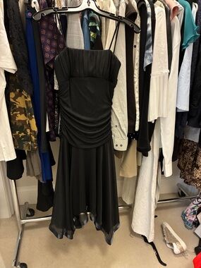 Black Strapless Ruched Cocktail Dress 👵MT